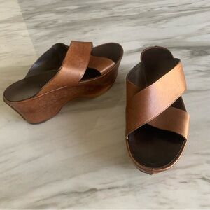 Vintage Yves Saint Laurent Tan Wedge Sandals
